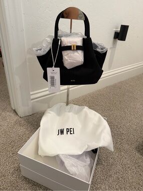 JW PEI Black Mini Tote with Gold Buckle